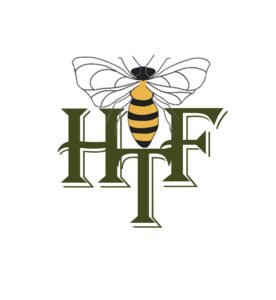Honey Time Farm Logo, HTF with a honeybee